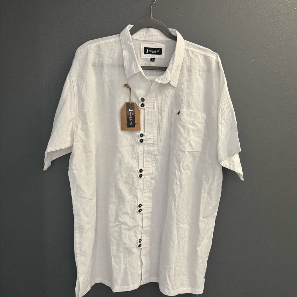 White Casual Button Down Shirt Lightweight Classic Linen Blanc Du Nil